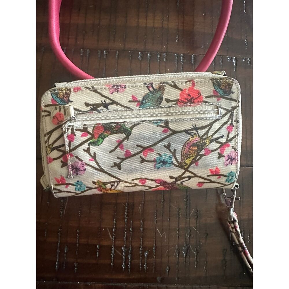 Vintage fossil pink leather satchel tote wallet birds Marlow - Picture 11 of 16
